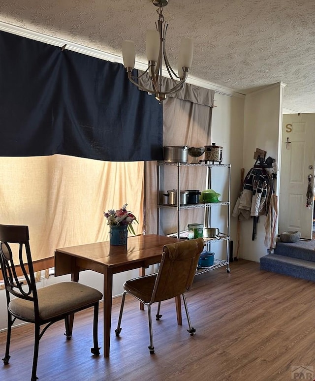 2795 Elizabeth St Unit 39, Canon City, CO 81212 - dining space with a chandelier, a textured ceiling, and wood finished floors