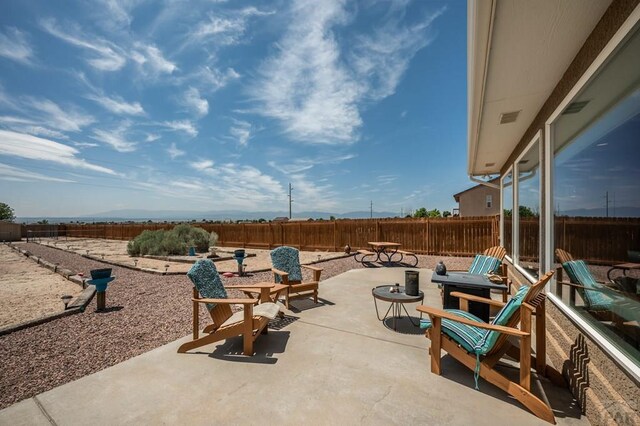 view of patio featuring a fenced backyard