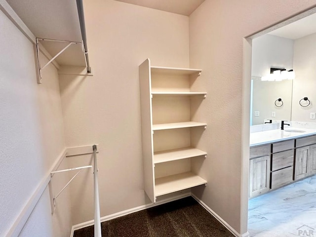 walk in closet featuring a sink