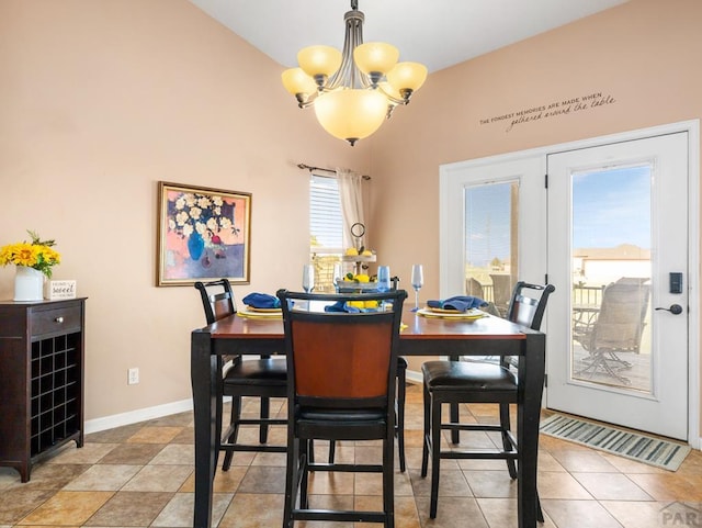 406 N Idledale Dr, Pueblo West, CO 81007 - dining room featuring a chandelier and baseboards