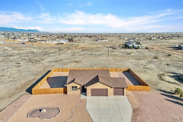 bird's eye view with a mountain view