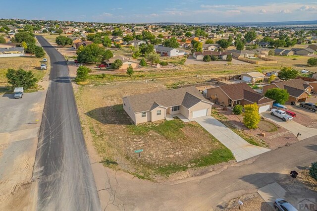 aerial view with a residential view