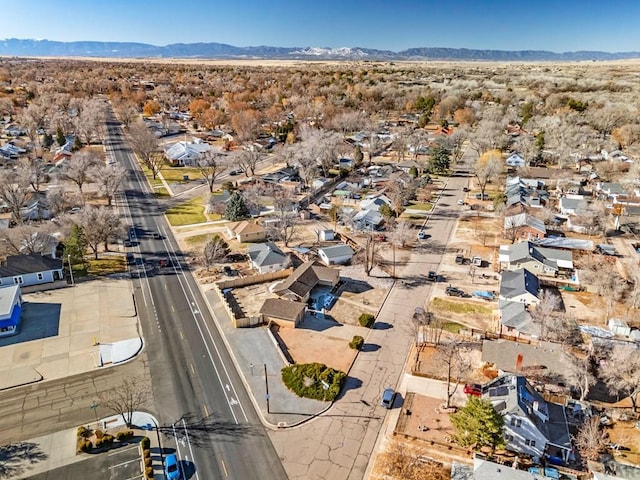 aerial view featuring a residential view and a mountain view