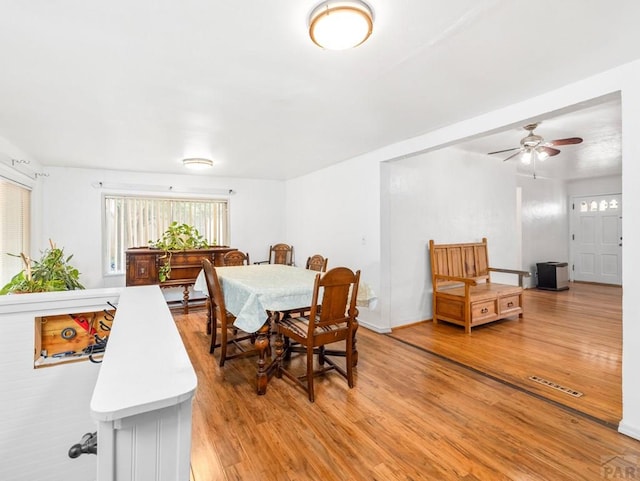 2910 8th Ave, Pueblo, CO 81008 - dining room with light wood-type flooring and a ceiling fan
