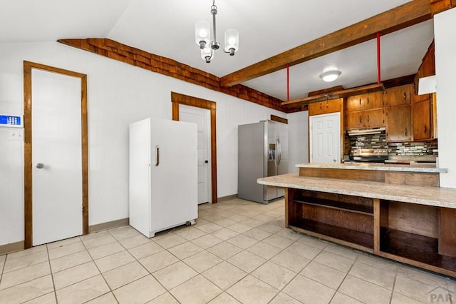 2325 W St, Pueblo, CO 81003 - kitchen with appliances with stainless steel finishes, light countertops, open shelves, and under cabinet range hood