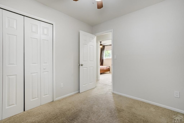 20 N 32nd St, Colorado Springs, CO 80904 - unfurnished bedroom with carpet, baseboards, a closet, and a ceiling fan