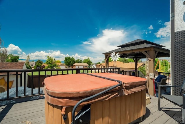 489 S Pin High Dr, Pueblo West, CO 81007 - wooden deck featuring a hot tub and a gazebo