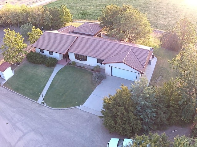 aerial view featuring a rural view