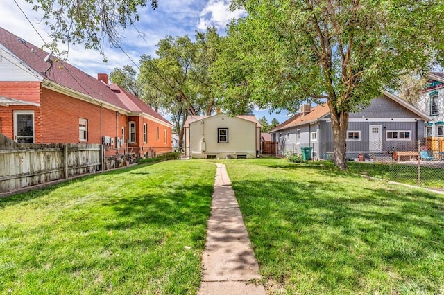 view of yard featuring a residential view and a fenced backyard