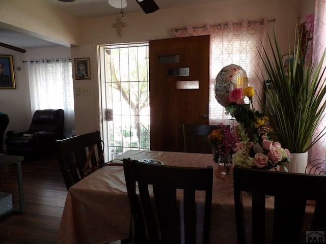 1724 E Abriendo Ave, Pueblo, CO 81004 - dining room featuring a ceiling fan and wood finished floors