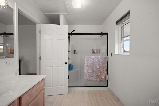 49 N Pkwy, Colorado City, CO 81019 - bathroom with an enclosed shower and vanity