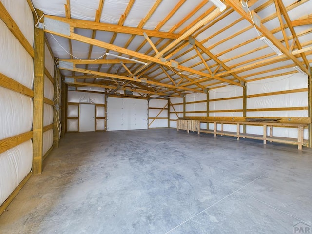 garage with metal wall