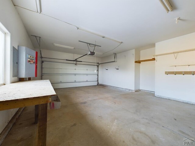 garage with a garage door opener