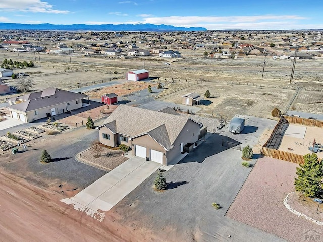 drone / aerial view with a mountain view