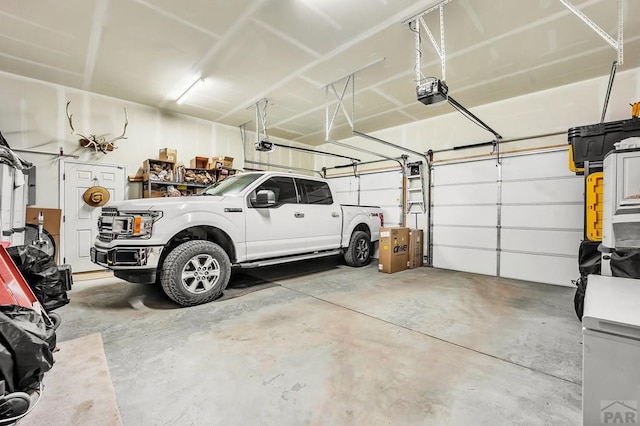 garage with a garage door opener