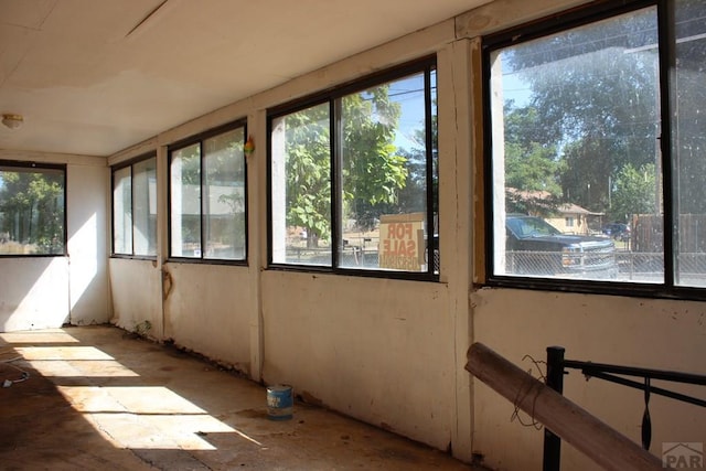 view of unfurnished sunroom