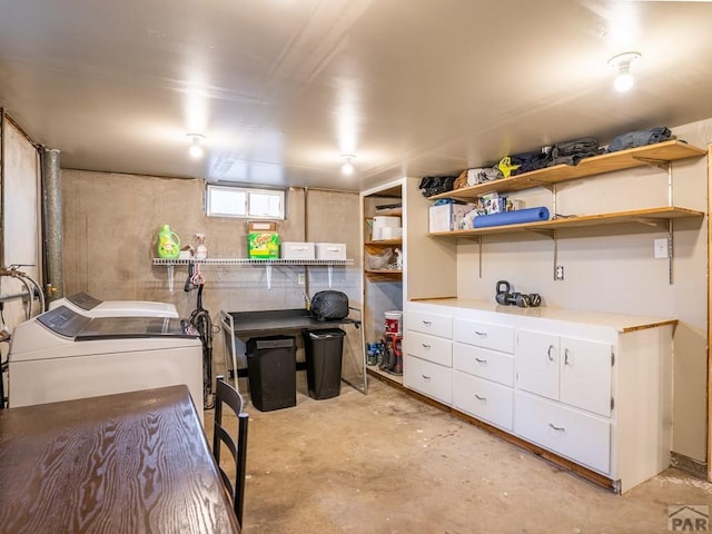 basement with independent washer and dryer