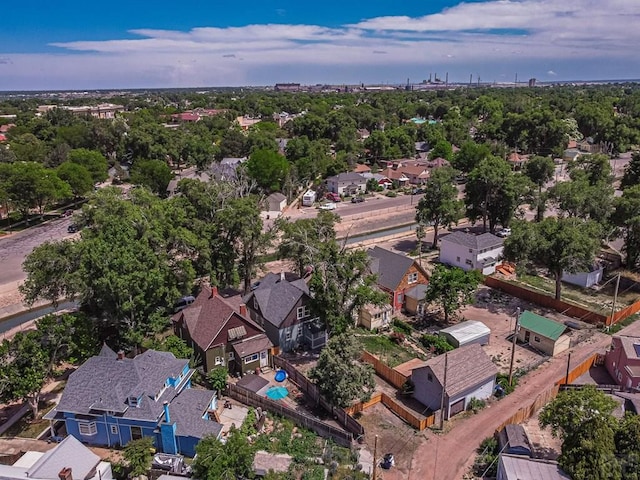 birds eye view of property with a residential view