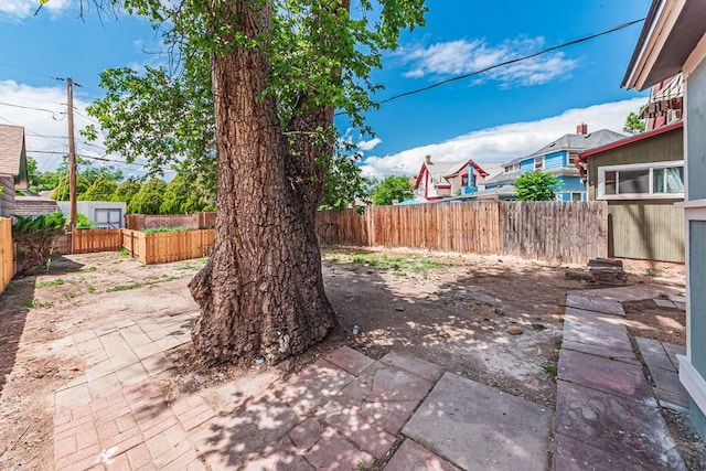 view of yard featuring a patio and a fenced backyard