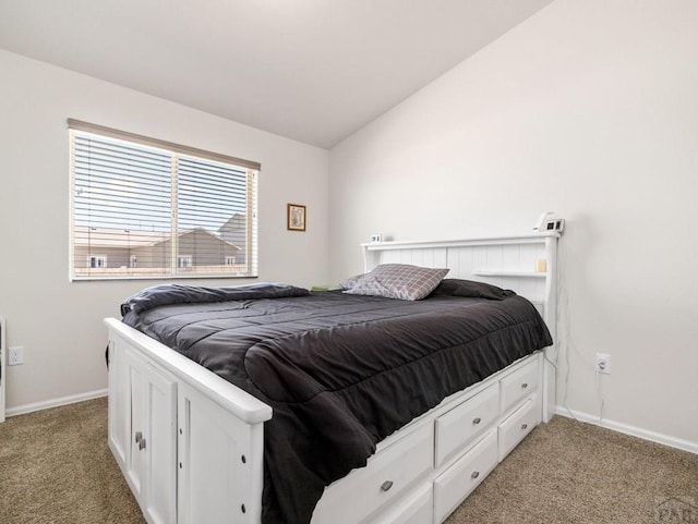 1700 Kingfisher Ln, Pueblo, CO 81008 - bedroom with light carpet, baseboards, and vaulted ceiling