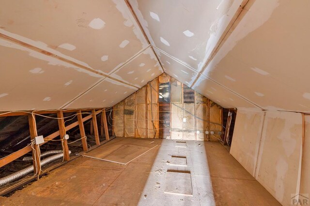 view of unfinished attic