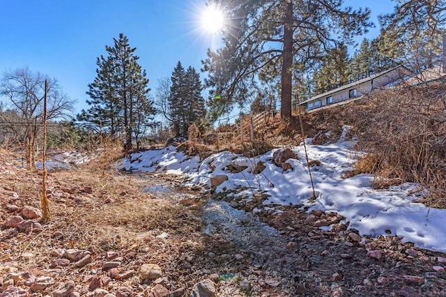 view of snow covered land