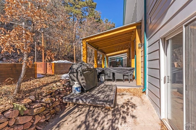 view of yard featuring a patio and fence