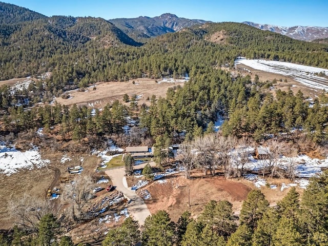 drone / aerial view with a mountain view