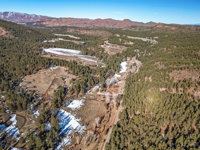 drone / aerial view with a mountain view