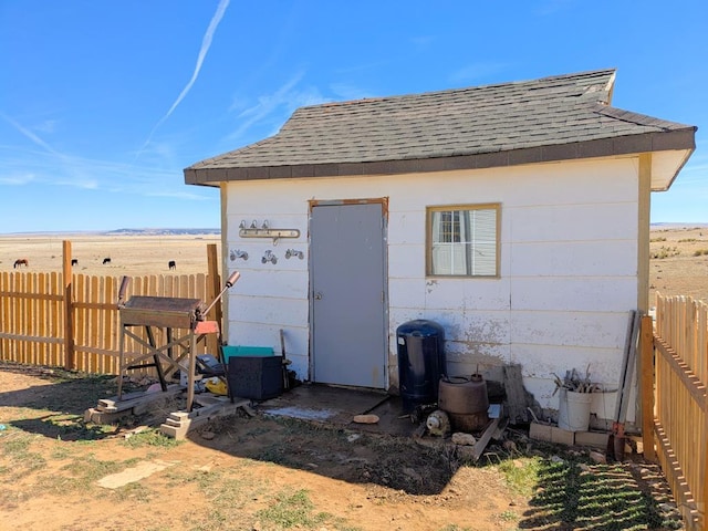 view of outbuilding featuring a fenced backyard