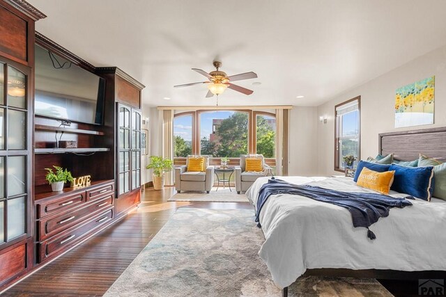 bedroom featuring dark wood finished floors