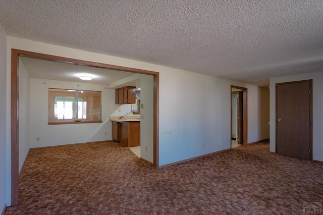 empty room featuring light carpet and a textured ceiling