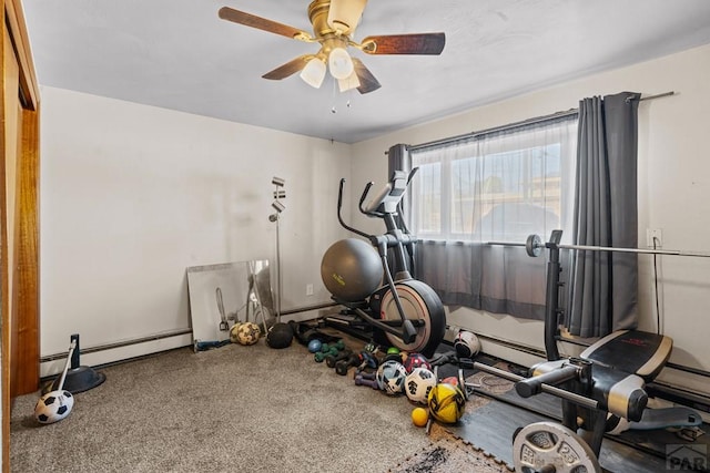 36 Loyola Ln, Pueblo, CO 81005 - workout room featuring a ceiling fan and baseboards