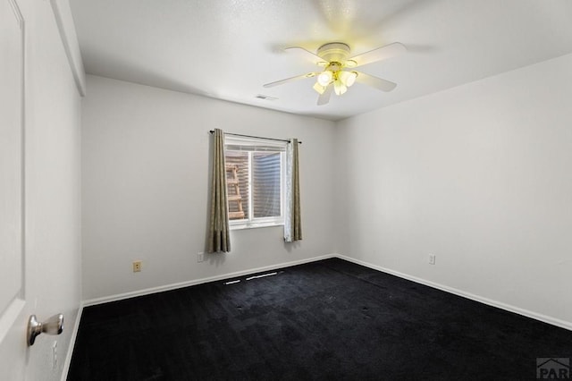 853 S Blakeland Dr, Pueblo West, CO 81007 - unfurnished room with a ceiling fan and dark carpet