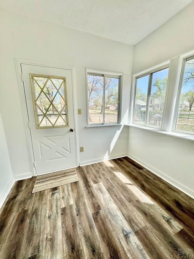 interior space featuring baseboards, wood finished floors, and a wealth of natural light