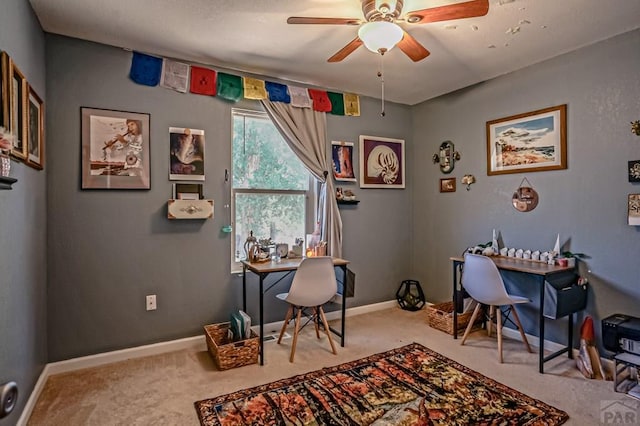 180 Welton Ave, Walsenburg, CO 81089 - carpeted office space featuring a ceiling fan and baseboards