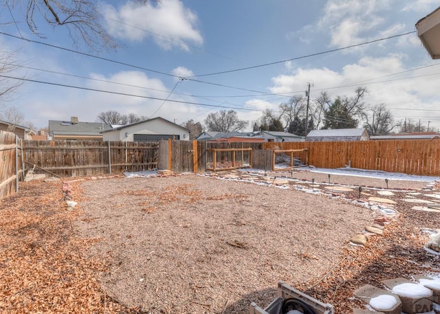 view of yard with a fenced backyard