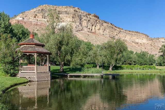 24074 Fruitland Mesa Rd, Crawford, CO 81415 - water view with a gazebo and a mountainous background