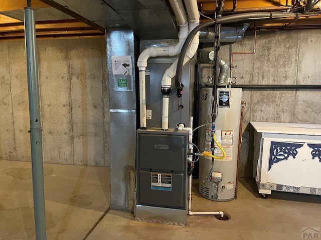 utility room with gas water heater