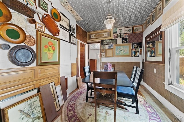 dining area with wainscoting