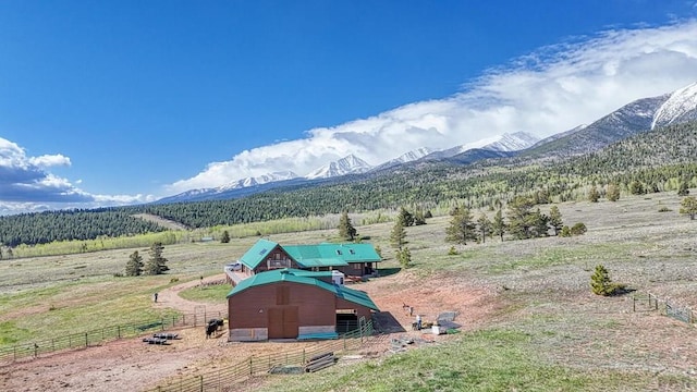 view of mountain feature with a rural view