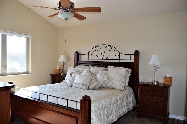 205 Hoofprint Ct, Walsenburg, CO 81089 - carpeted bedroom featuring lofted ceiling and ceiling fan