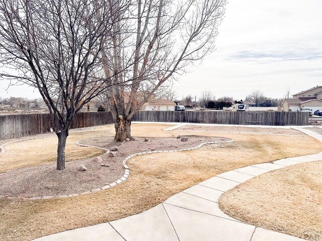 view of yard with a fenced backyard