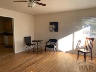 417 Park Dr, Pueblo, CO 81005 - sitting room featuring a ceiling fan and wood finished floors