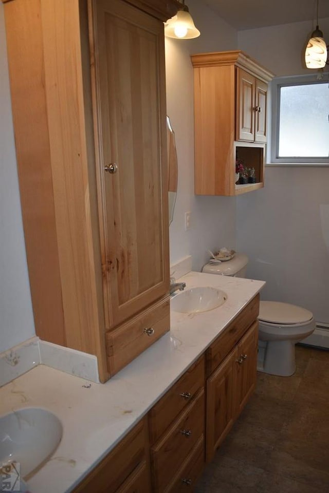 bathroom with toilet and vanity