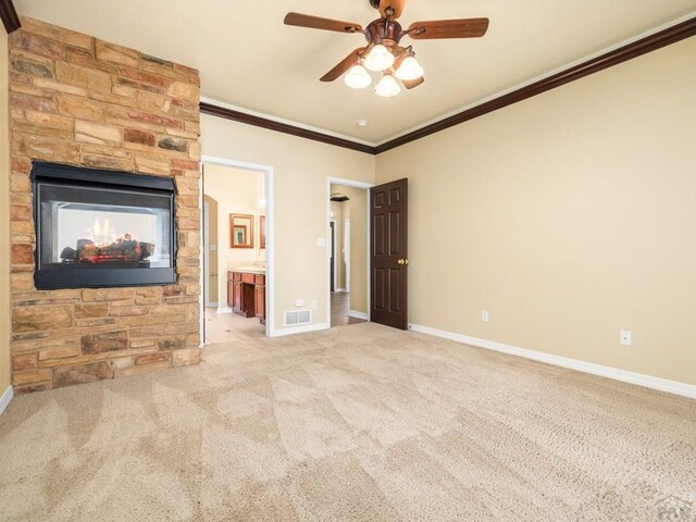 1705 Aquila Dr, Pueblo, CO 81008 - unfurnished bedroom featuring baseboards, crown molding, carpet, and ensuite bathroom