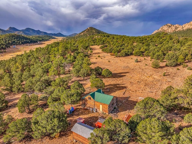 bird's eye view with a mountain view