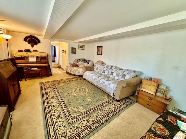 living room with light carpet