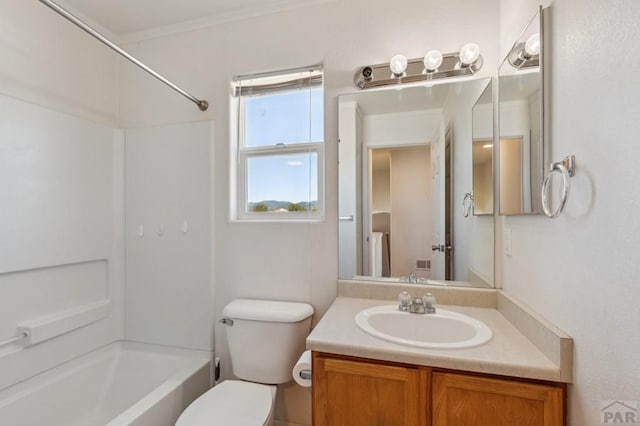 8718 Silver Glen Dr, Fountain, CO 80817 - bathroom featuring vanity,  shower combination, and crown molding