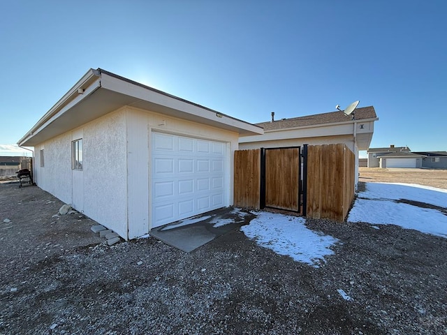 exterior space featuring a garage